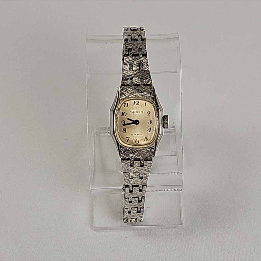 Vtg Gruen Precision Ladies Silver Tone 17 Jewels Swiss Runs Well-read
